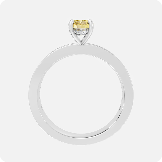 Oval Yellow Gemstone Ring with Diamond Channel-Set Band - Image 3