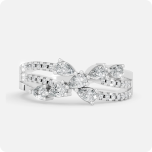 Pave Lattice Pear Blossom Ring