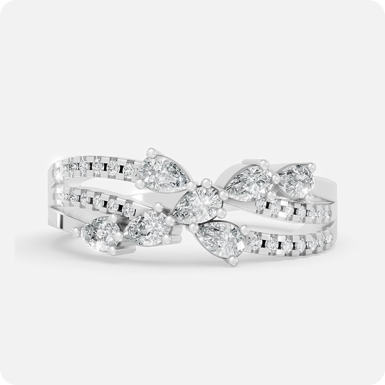 Pave Lattice Pear Blossom Ring