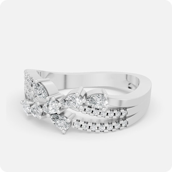 Pave Lattice Pear Blossom Ring - Image 2