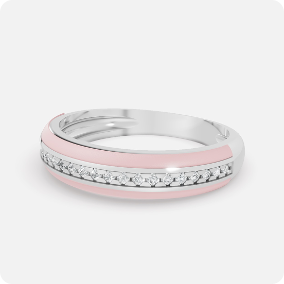 Pink Enamel Slim Diamond Band Ring
