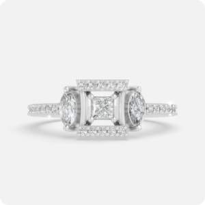 Princess Architectural Frame Trio Ring-Silver