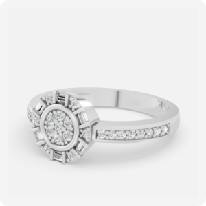 Radiant Halo Baguette Diamond Ring