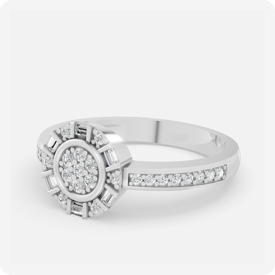 Radiant Halo Baguette Diamond Ring