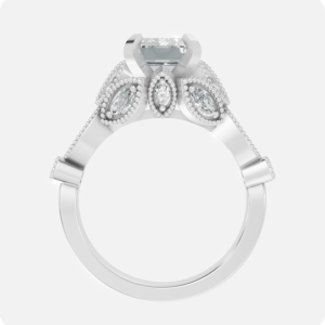 Regal Emerald Halo Diamond Ring-Silver