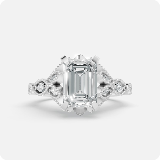 Regal Emerald Halo Diamond Ring - Image 3