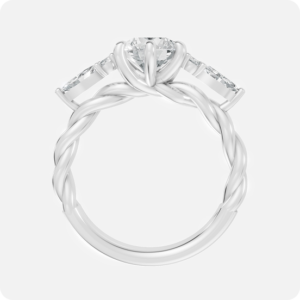 Round Cut Diamond Side-Accent Engagement Ring-Silver