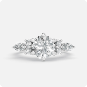 Round Cut Diamond Side-Accent Engagement Ring