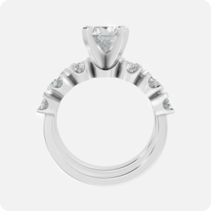 Round Cut Diamond Two-Row Band Ring-Silver