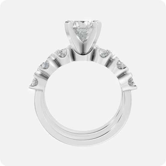 Round Cut Diamond Two-Row Band Ring - Image 2
