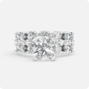 Round Cut Diamond Two-Row Band Ring