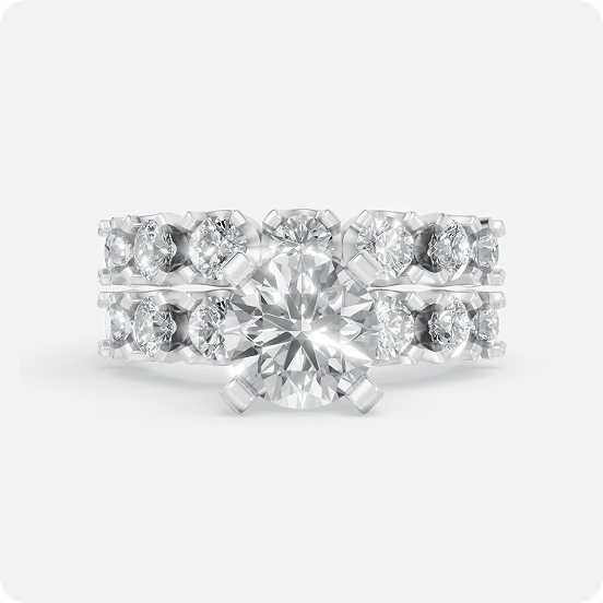 Round Cut Diamond Two-Row Band Ring