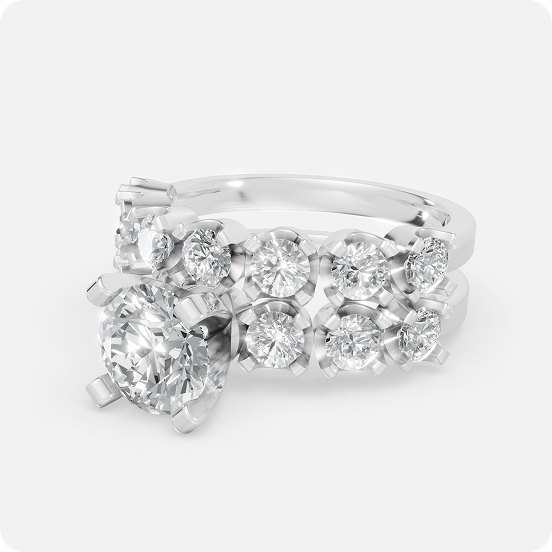 Round Cut Diamond Two-Row Band Ring - Image 3