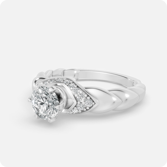 Round Solitaire Diamond Ring with Accent Side Stones