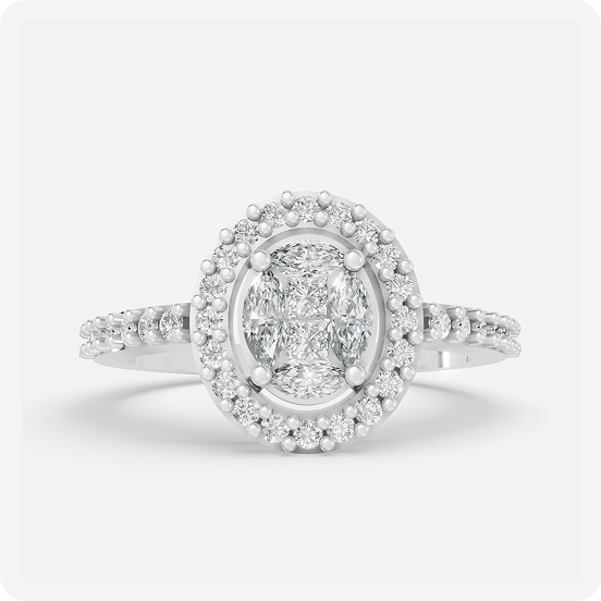 Royal Cluster Diamond Halo Ring