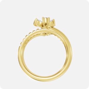 Spiral Blossom Bypass Ring-Gold