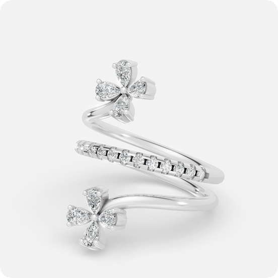 Spiral Blossom Bypass Ring