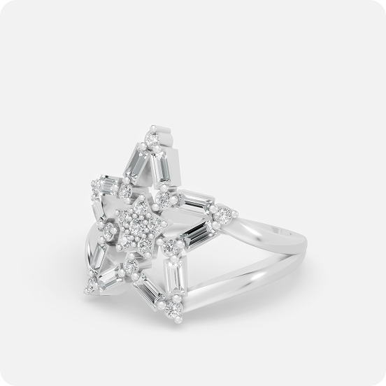 Starburst Diamond Cluster Ring