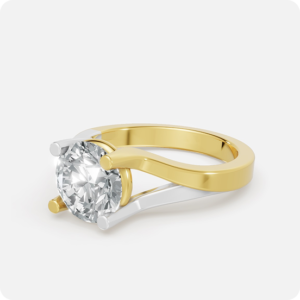 Two Tone Bypass Solitaire Ring with round diamond
