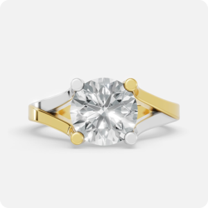 Ribbed Pavé Solitaire Ring with tulip prongs