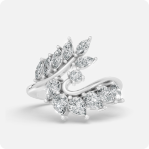 Royal Botanical Marquise & Pear Wrap Ring with vine-inspired diamond design