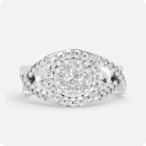 Royal Infinity Halo Cluster Ring with twisted pavé infinity band