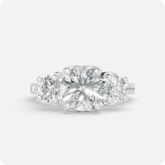 Three-Stone Round Brilliant Diamond Engagement Ring - Image 2