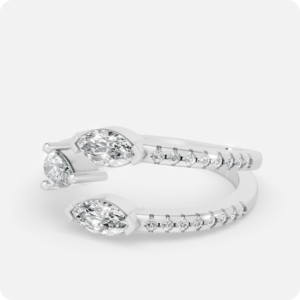 Triple-Stone Serpentine Bypass Ring