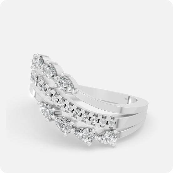 Triple-Tier Pear Blossom Ring