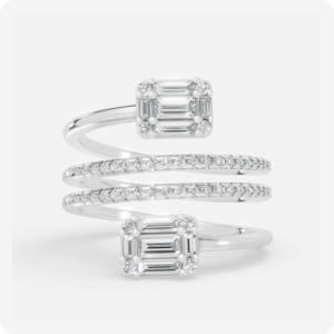 Twin Baguette Spiral Diamond Wrap Ring