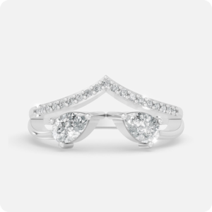 Twin Pear Chevron Crown Ring-Silver