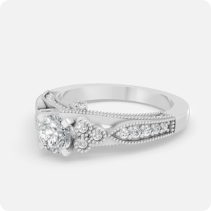 Aura Antique Milgrain Solitaire with round diamond and vintage milgrain detailing