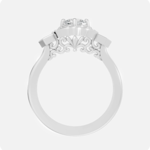 Vintage Halo Round Diamond Engagement Ring-Silver
