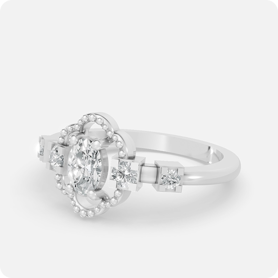 Vintage Quatrefoil Oval Solitaire - Image 2