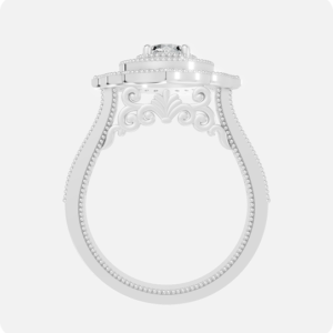 Zavira Layered Halo Diamond Ring-Silver