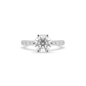Round Brilliant Diamond Solitaire with Pave Band White gold